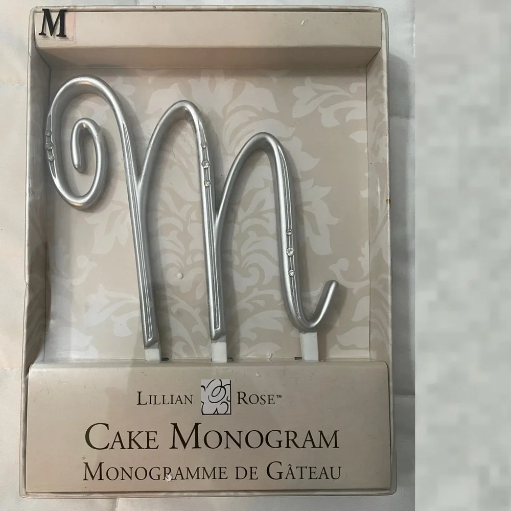 LILLIAN ROSE Letter M CAKE MONOGRAM Rhinestone Topper Decoration